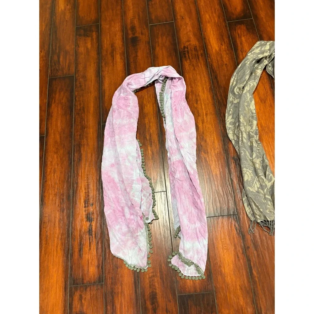 Lot Of 4‎ Scarves Tie Dye Houndstooth Floral Lightweight Fashion Accessories